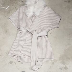 Women's Cream Robe with Faux Fur Collar